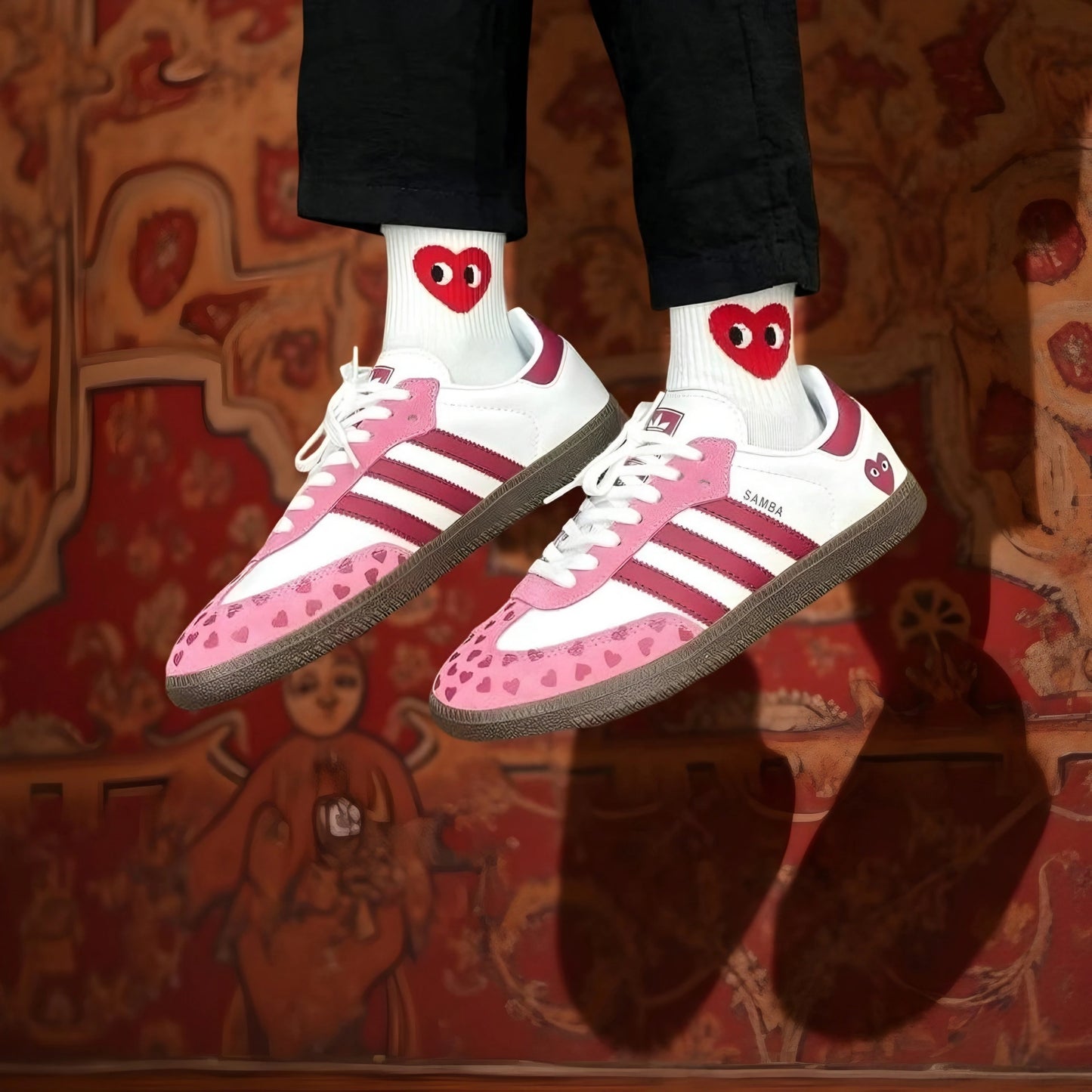 Adidas Samba Love Heart Edition – White, Red & Pink