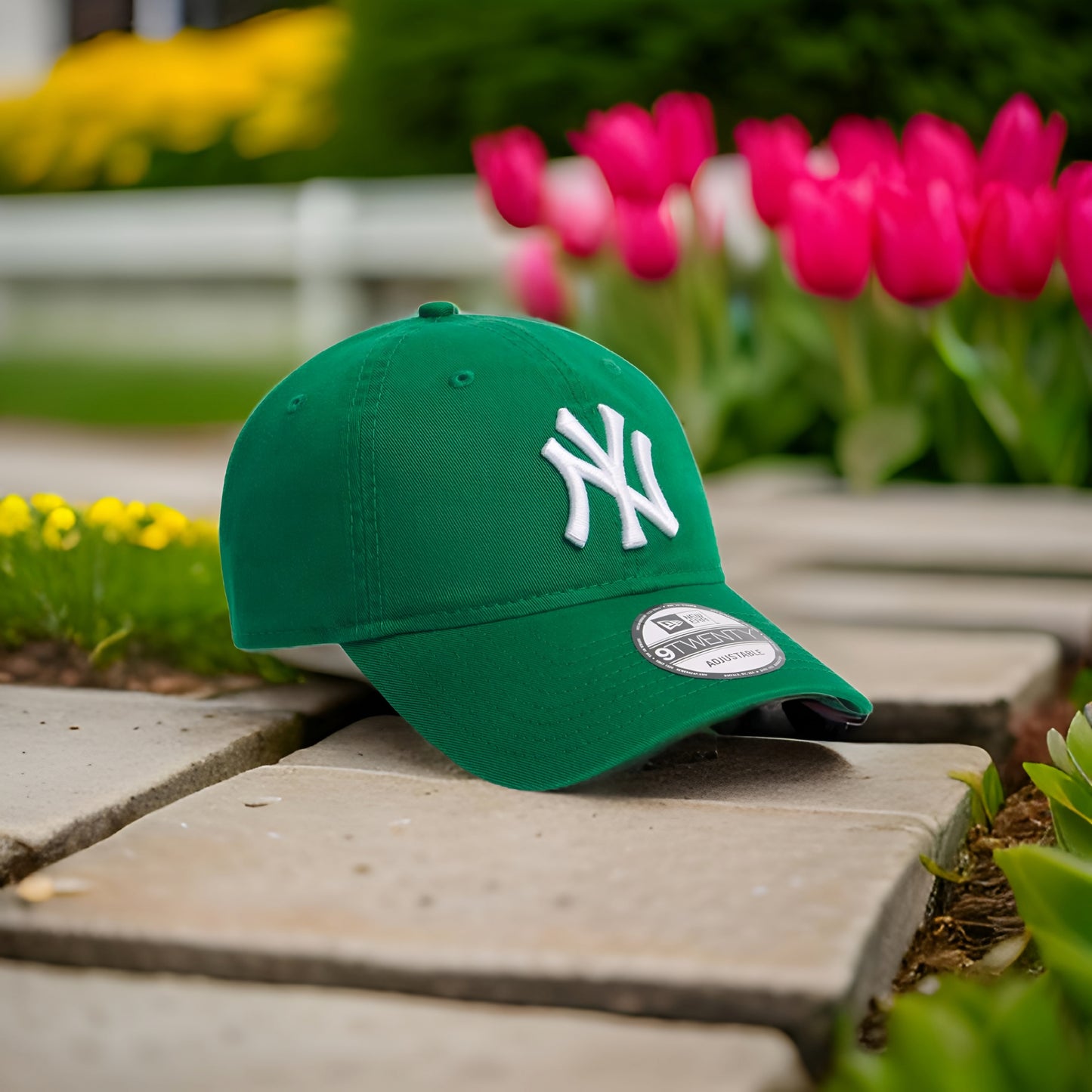 New York Yankees 9Forty adjustable green and white cap.