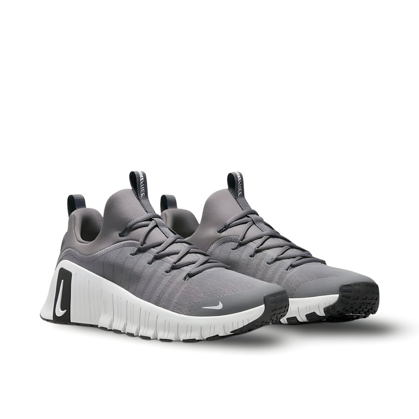 Nike Free Metcon 6 "grey/ white" shoes.