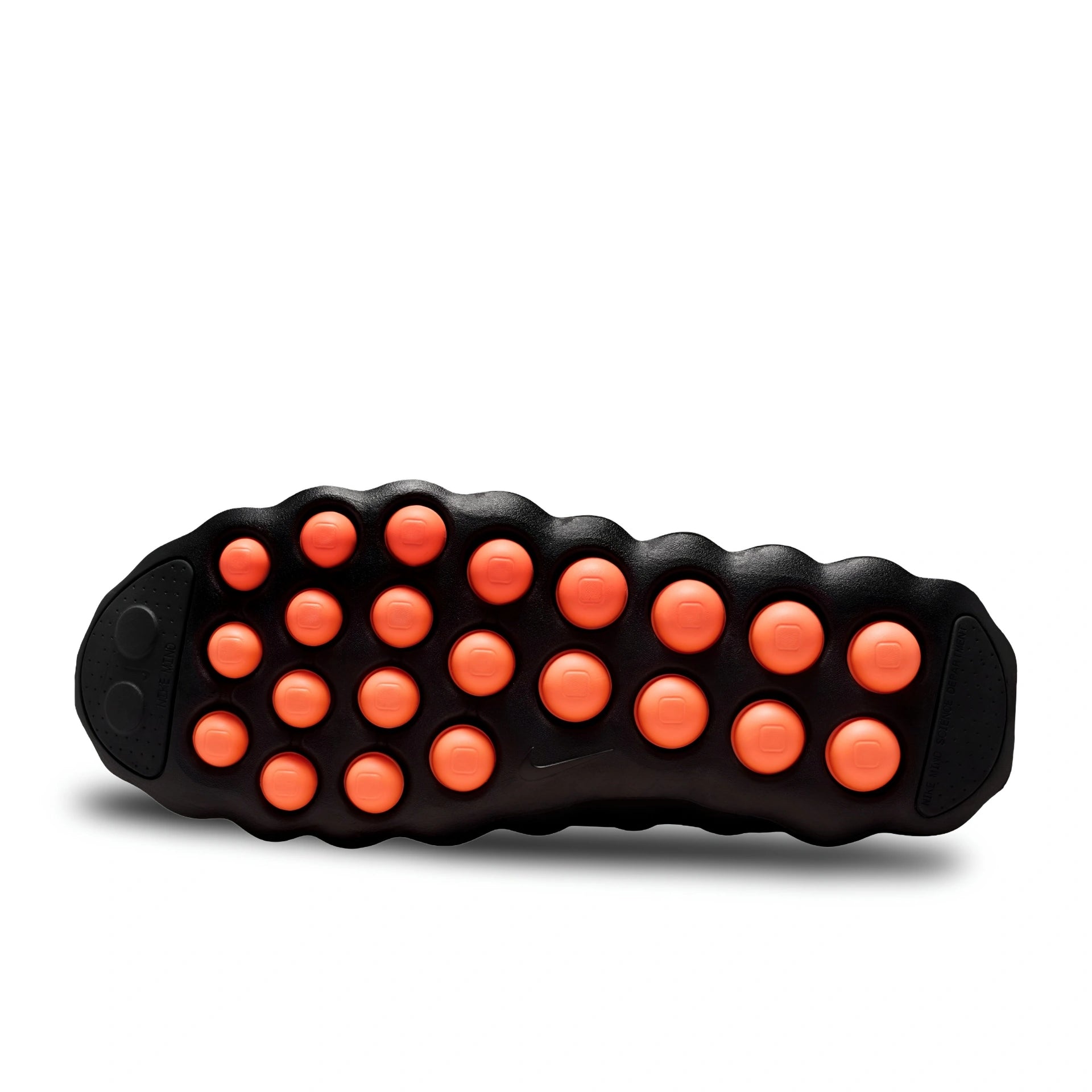 Nike Mind 002 Black Red outsole with red traction pods grip design