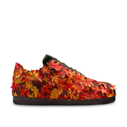 Nike Air Force 1 Leaf Camo olive sneaker with autumn leaf detailing and white Swoosh