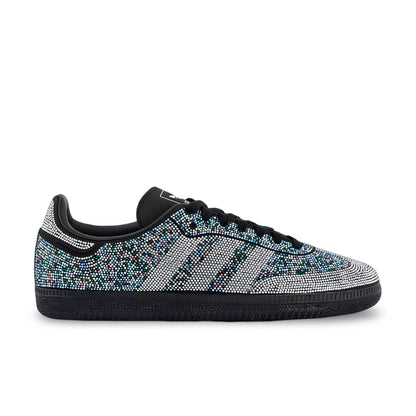 adidas Samba OG Rhinestone Black Silver sneaker with sparkling embellishments shown from the side