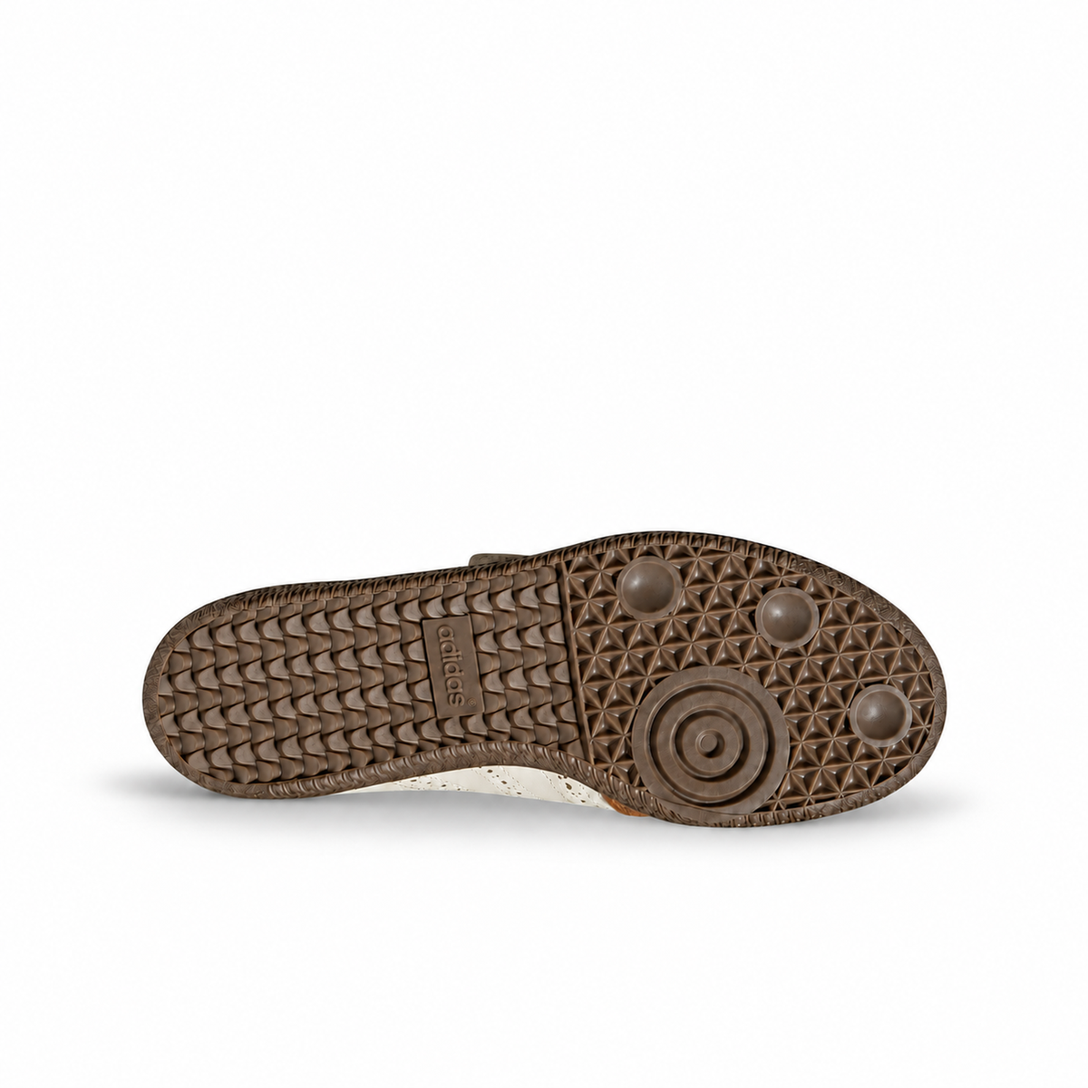 Dark gum outsole tread of Adidas Samba Jane Summer Glow Off White Gum