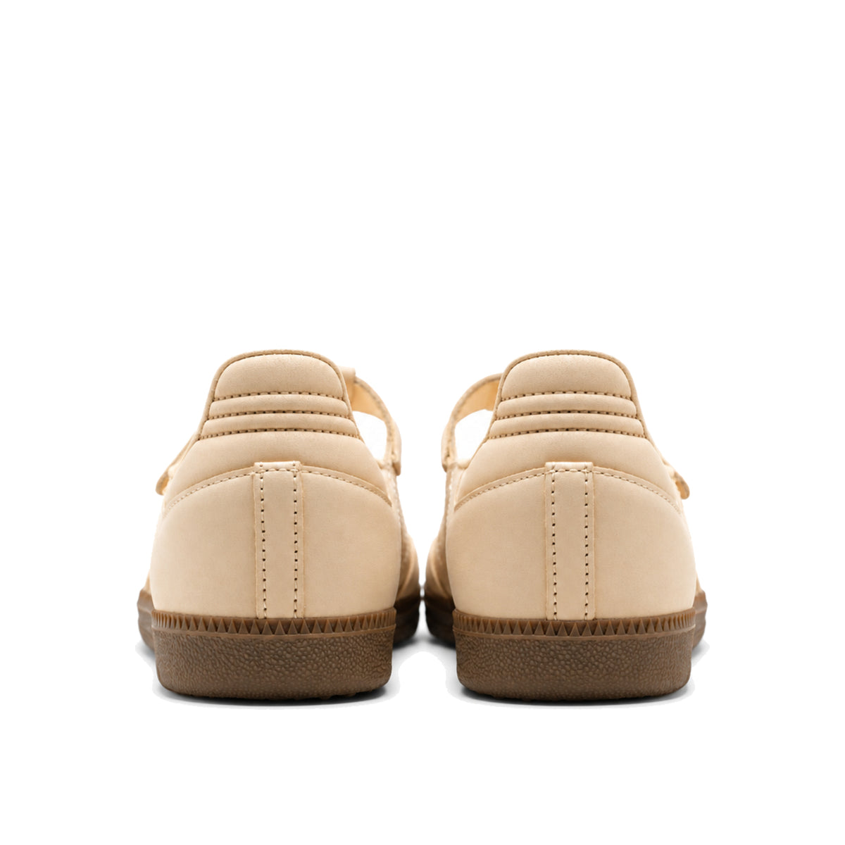Rear heel view of adidas Samba Jane Crystal Sand Cream White Gum women's shoes