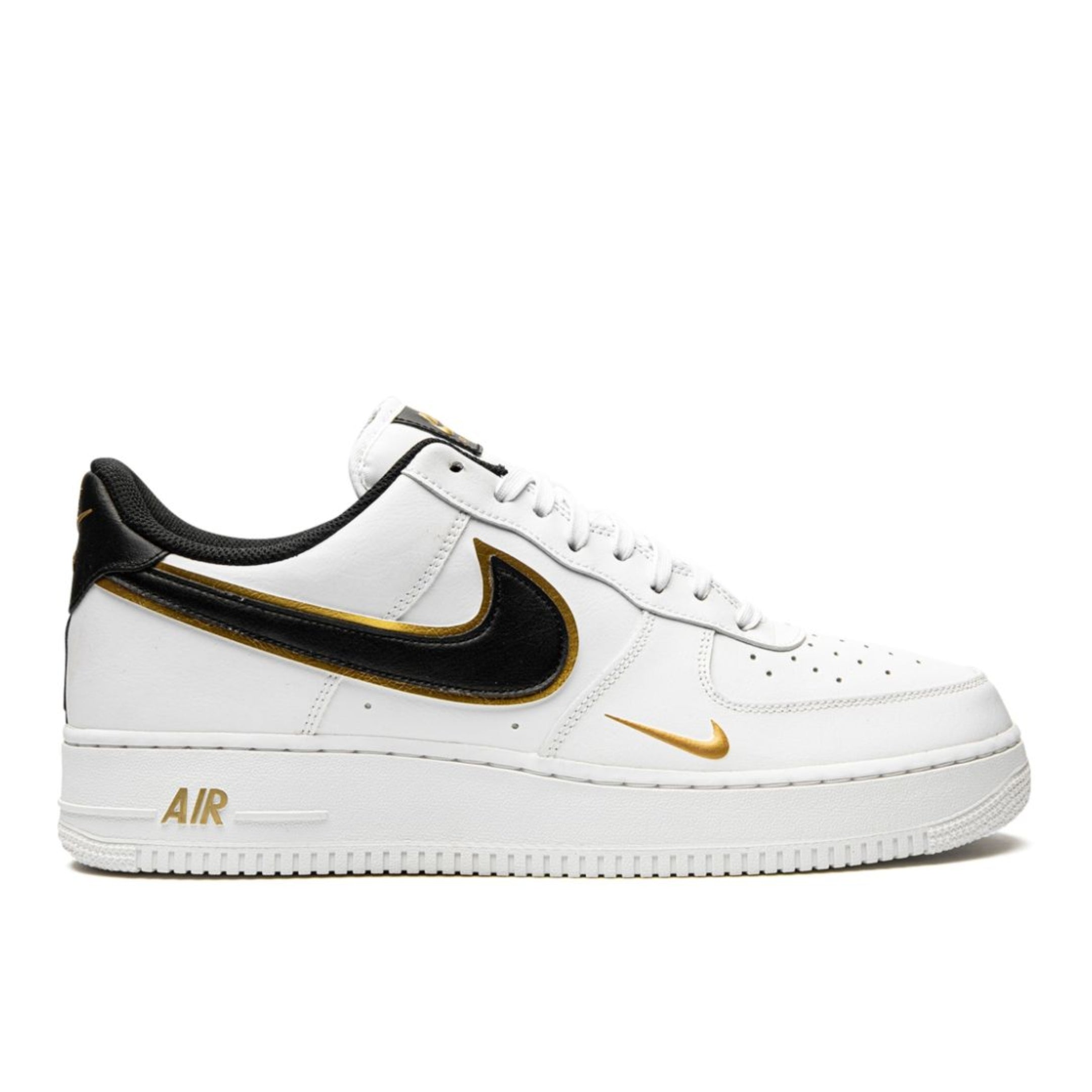 Air Force 1 07 LV8 Double Swoosh White Black Gold Level Shoes